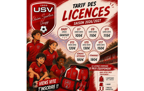 Prix des licences saison 2026-2027